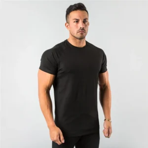 Męska koszulka sportowa slim fit z krótkim rękawem Czarny