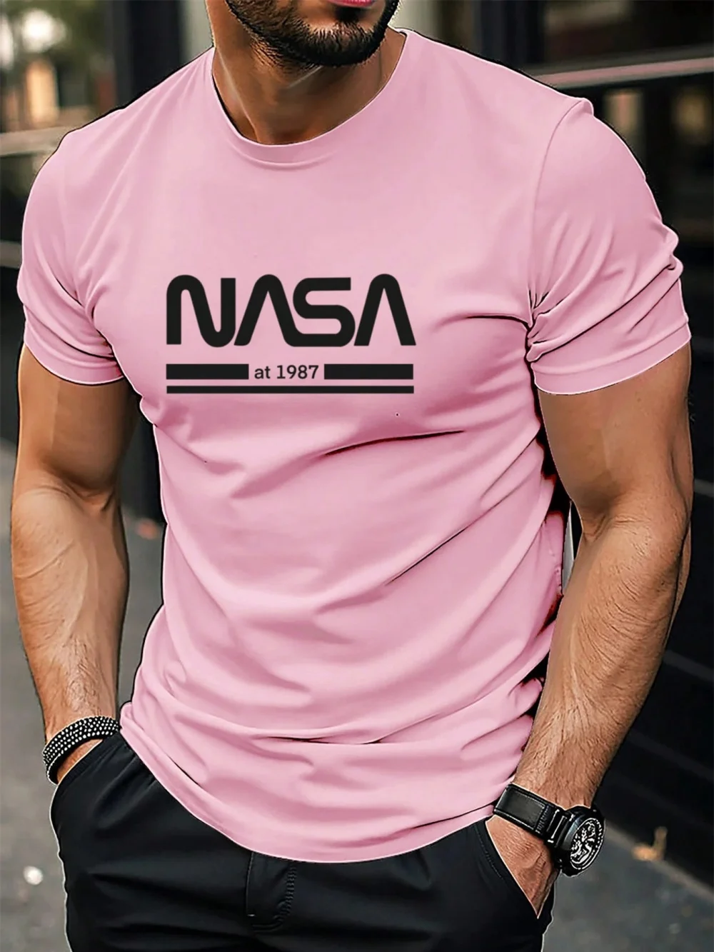 Męska koszulka T-shirt z nadrukiem liter na lato Txs00fk3