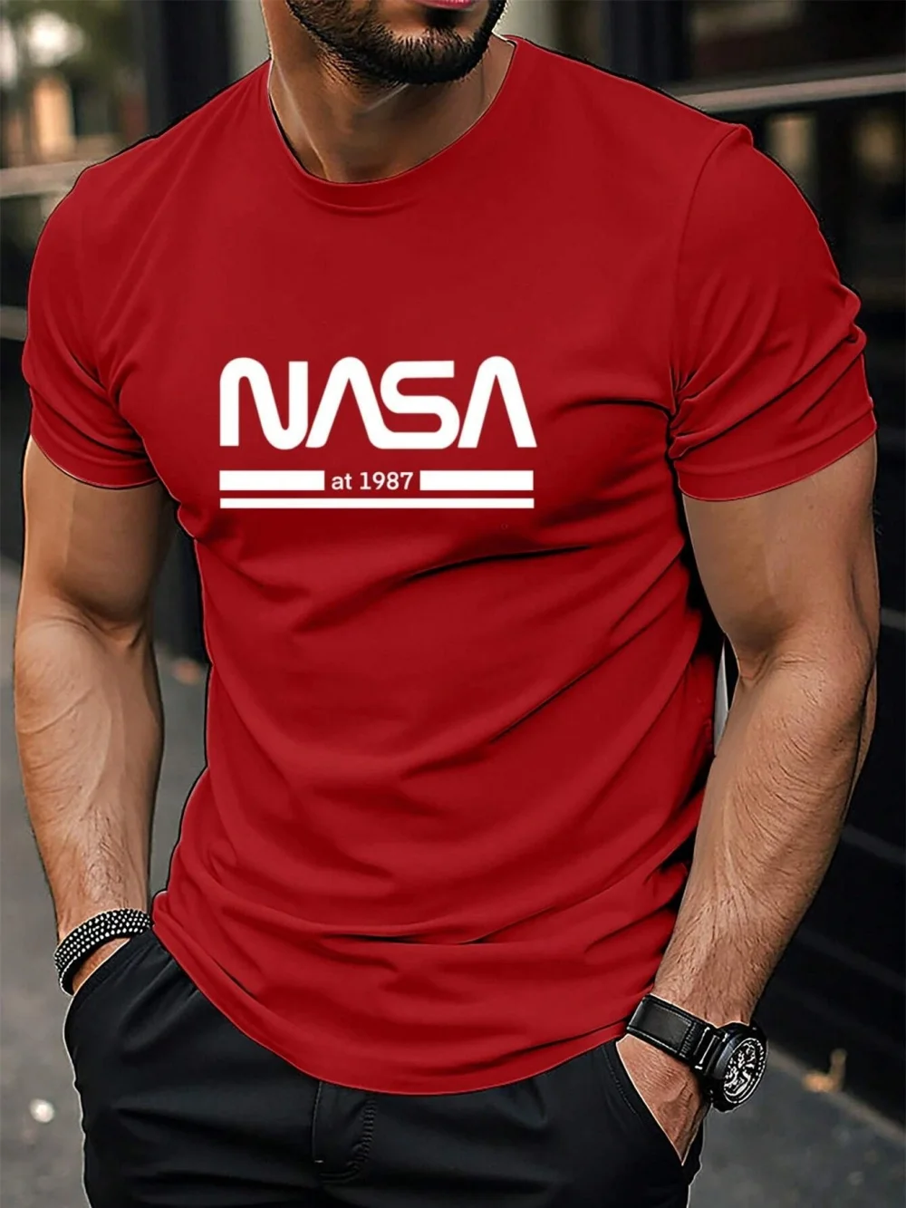Męska koszulka T-shirt z nadrukiem liter na lato Txs00fk4