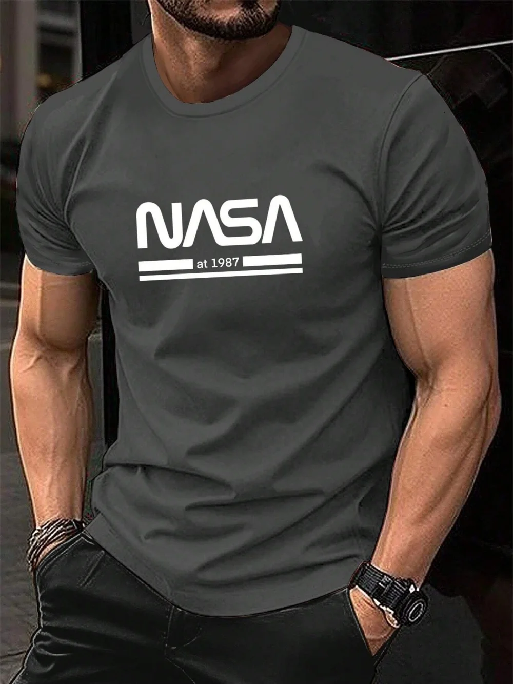 Męska koszulka T-shirt z nadrukiem liter na lato Txs00fk6