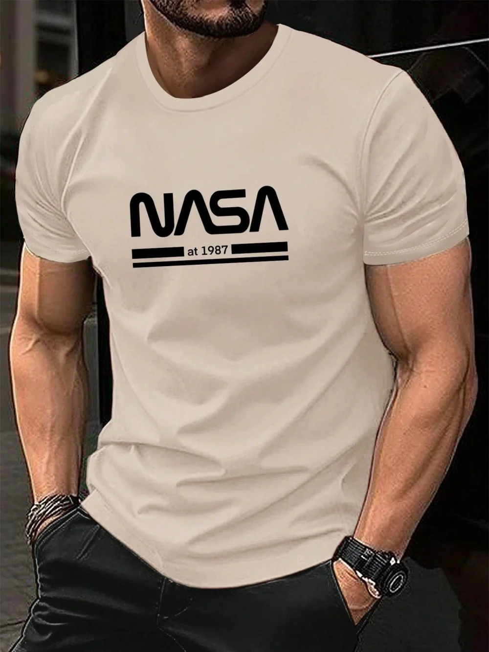 Męska koszulka T-shirt z nadrukiem liter na lato Txs00fk7