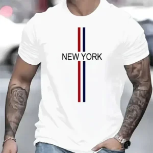 Męski t-shirt z literowym wzorem luźny letni Etzxg24101a2