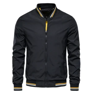 Męska kurtka bomber slim fit na wiosnę i lato Czarny