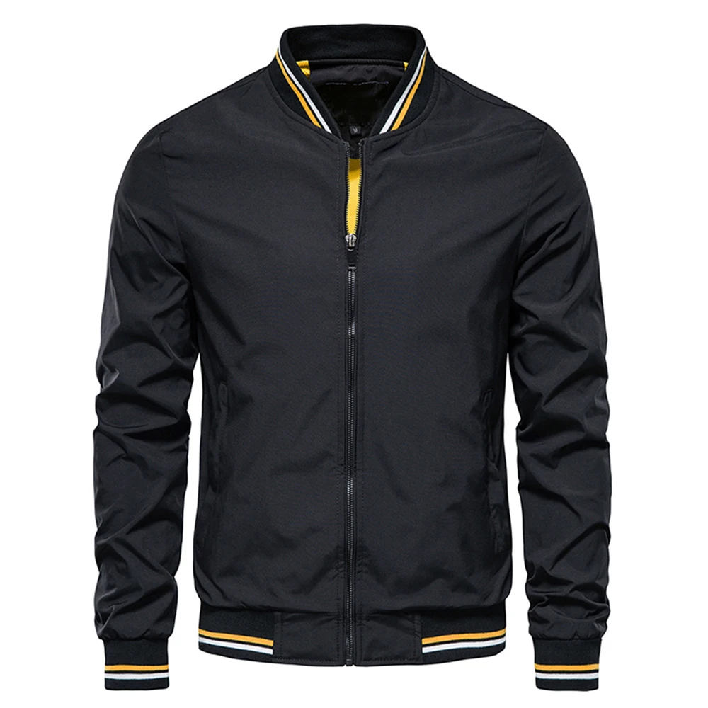 Męska kurtka bomber slim fit na wiosnę i lato Czarny