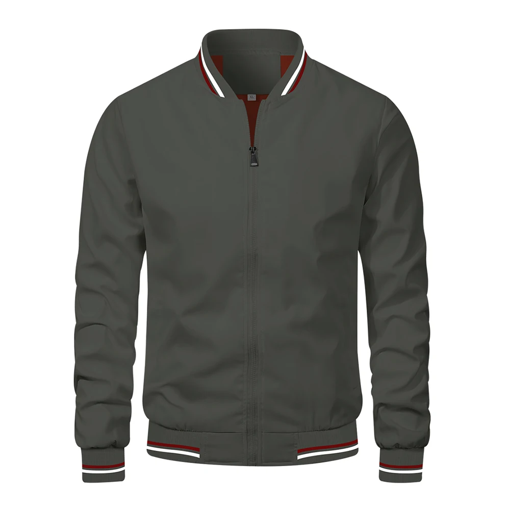 Męska kurtka bomber slim fit na wiosnę i lato Szary