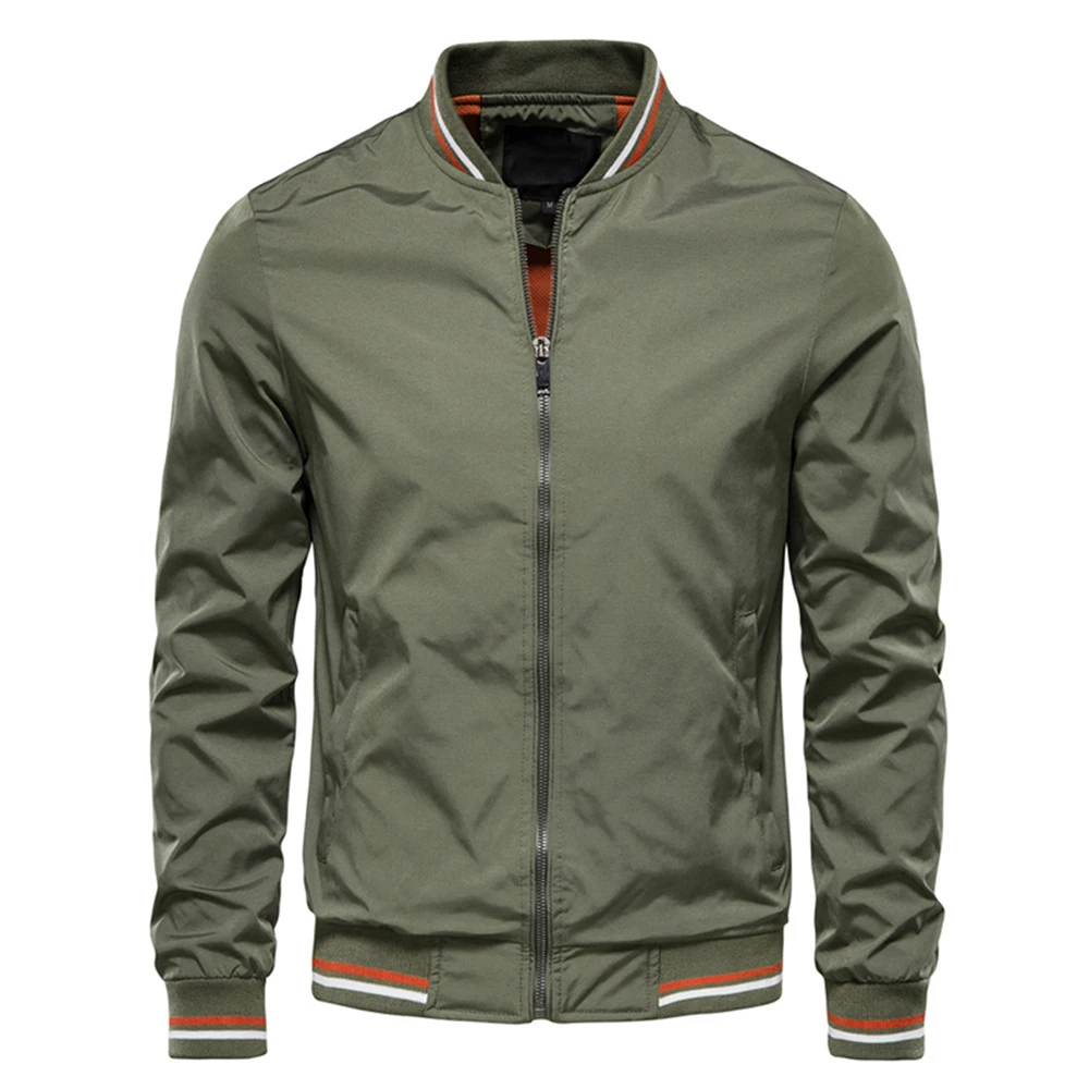 Męska kurtka bomber slim fit na wiosnę i lato Zielony