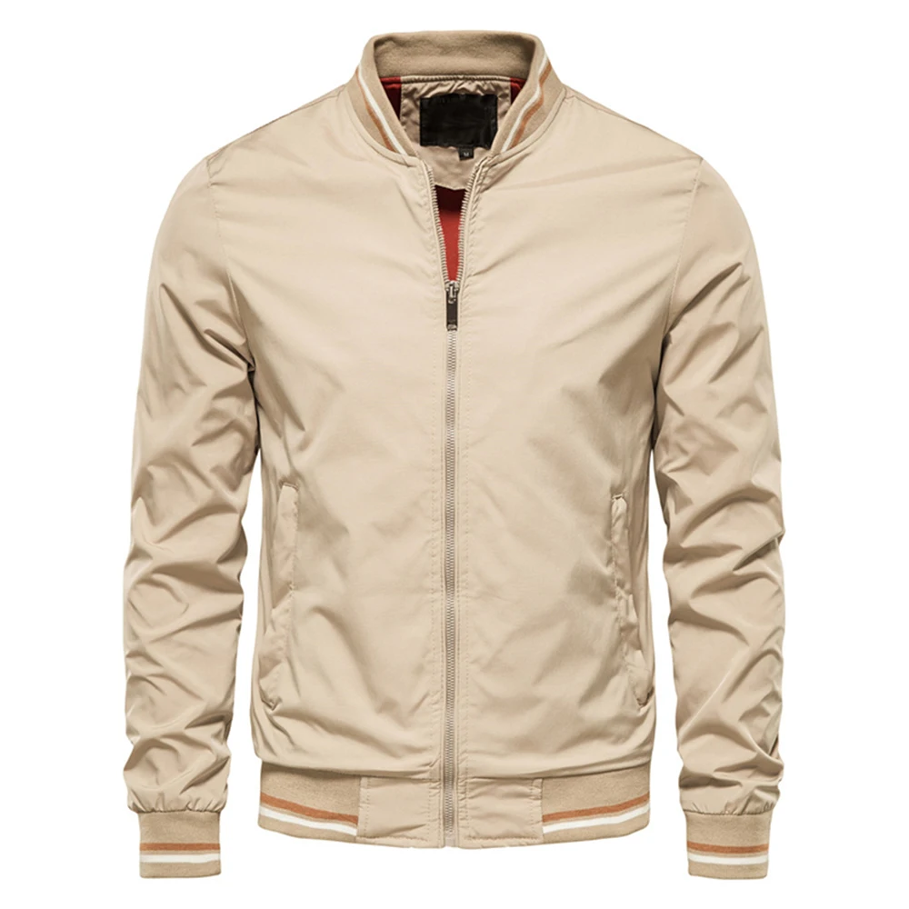 Męska kurtka bomber slim fit na wiosnę i lato Khaki