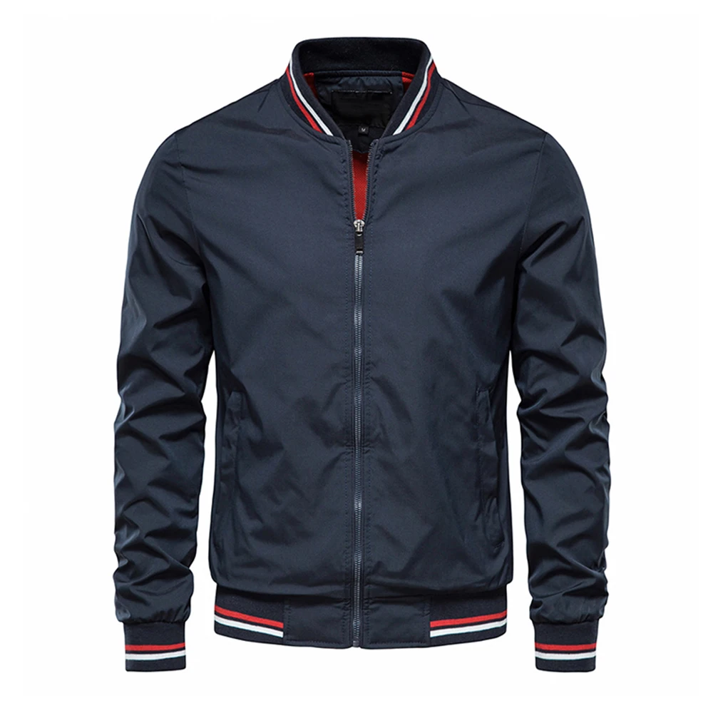 Męska kurtka bomber slim fit na wiosnę i lato Granatowy