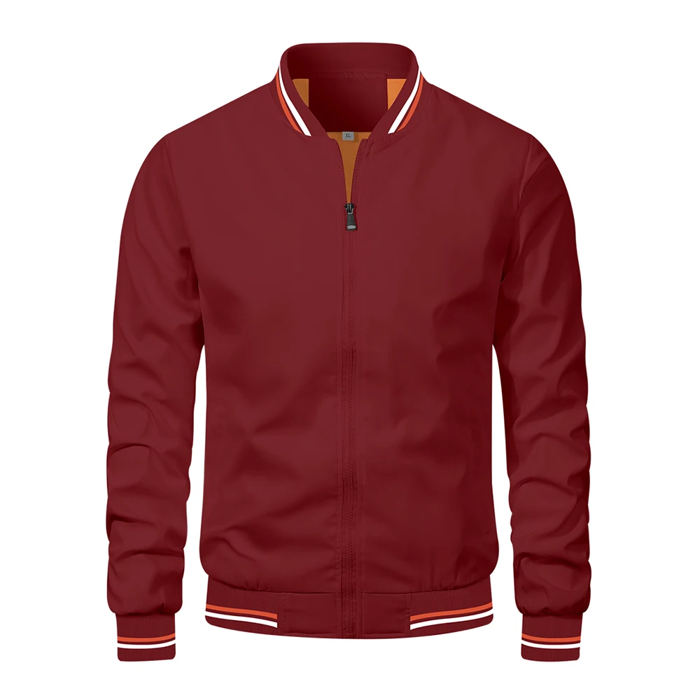 Męska kurtka bomber slim fit na wiosnę i lato Czerwony