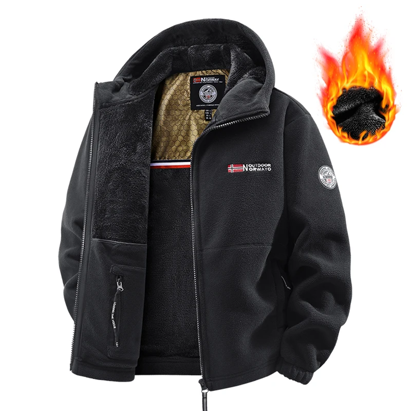 Męska kurtka polarowa softshell taktyczna na zimę Czarny