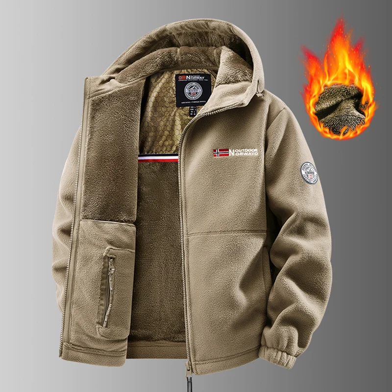 Męska kurtka polarowa softshell taktyczna na zimę Khaki
