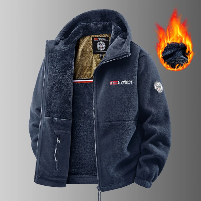 Męska kurtka polarowa softshell taktyczna na zimę Niebieski