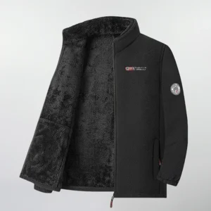 Męska kurtka polarowa softshell z kapturem na zamek Czarny