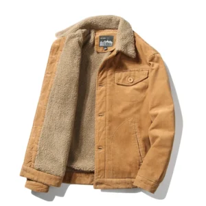 Męska kurtka sztruksowa w stylu casual Khaki