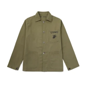 Męska kurtka wojskowa vintage HBT w jodełkę styl USMC P41 Zielony