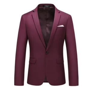Męska elegancka marynarka slim fit w wielu kolorach Burgundia