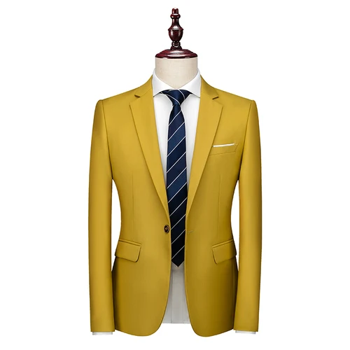 Męska elegancka marynarka slim fit w wielu kolorach Żółty