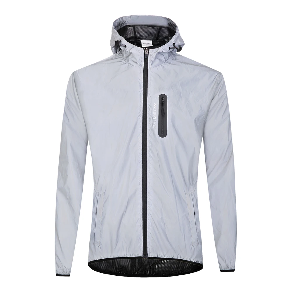 Męska odblaskowa kurtka rowerowa, lekka wiatrówka z kapturem Bl210 hooded jacket