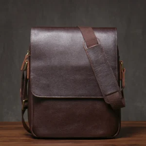 Męska skórzana torba na ramię w stylu vintage GURO Kawowy