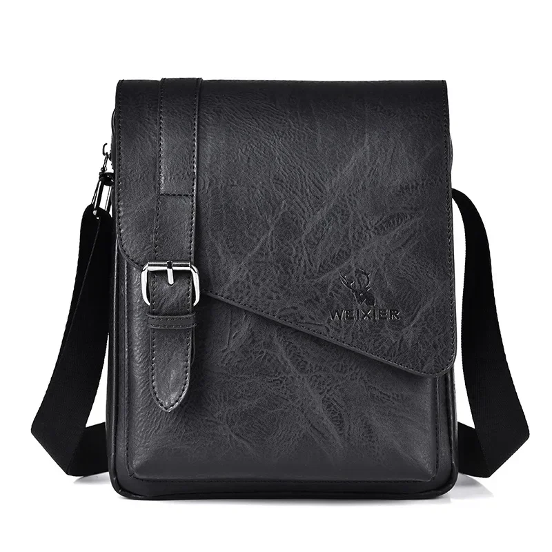 Męska torba na ramię crossbody ze skóry PU Czarny