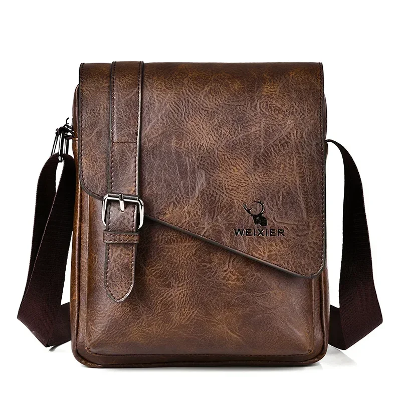 Męska torba na ramię crossbody ze skóry PU Brązowy