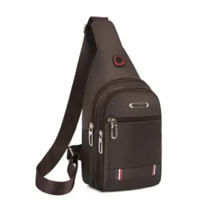 Męska torba na ramię crossbody z portem USB - kurierka Oxford Brązowy