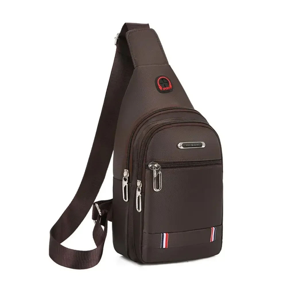 Męska torba na ramię crossbody z portem USB - kurierka Oxford Brązowy