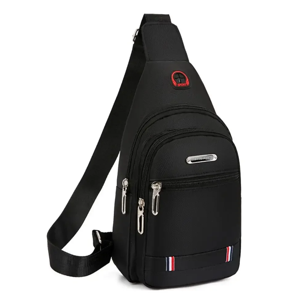 Męska torba na ramię crossbody z portem USB - kurierka Oxford Czarny