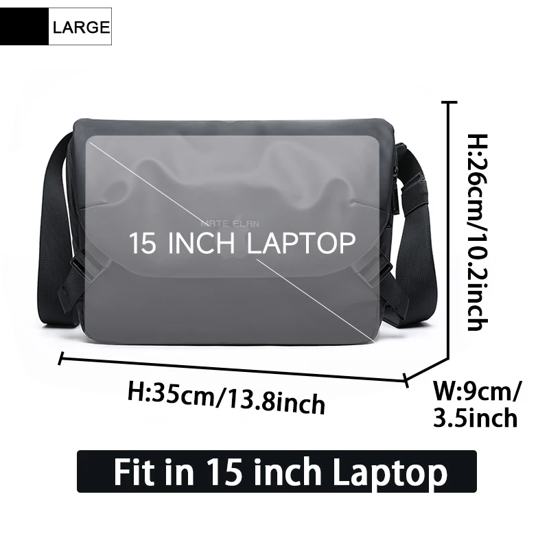 Męska torba na ramię na laptopa - wodoodporna torba messenger 15inch large