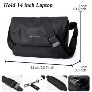Męska torba na laptopa MOYYI – wodoodporna torba na ramię Pasuje do laptopa 14 cali