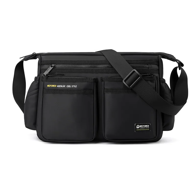 Męska torba na ramię Oxford - pojemna torba listonoszka crossbody z wieloma kieszeniami Czarny