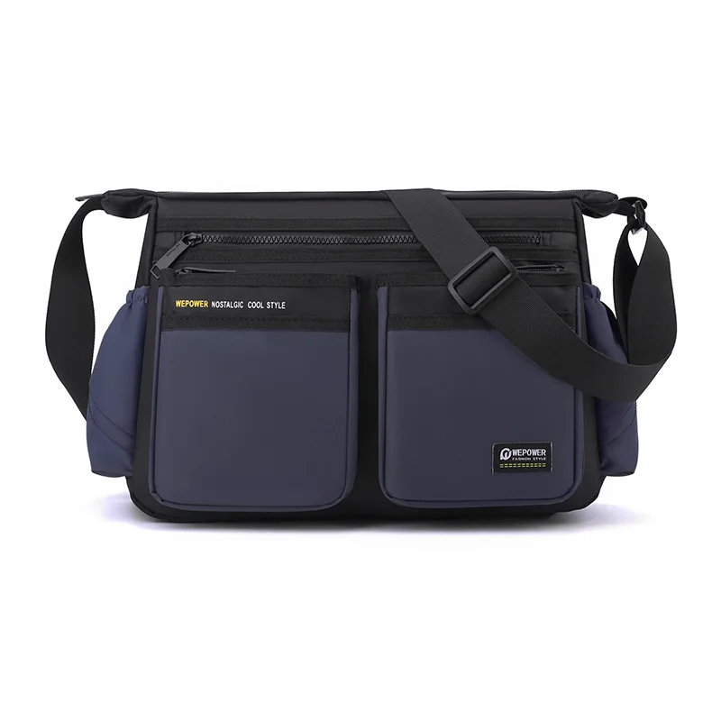 Męska torba na ramię Oxford - pojemna torba listonoszka crossbody z wieloma kieszeniami Niebieski