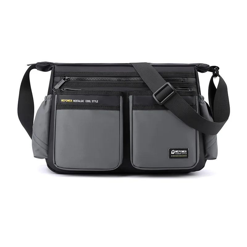 Męska torba na ramię Oxford - pojemna torba listonoszka crossbody z wieloma kieszeniami Szary