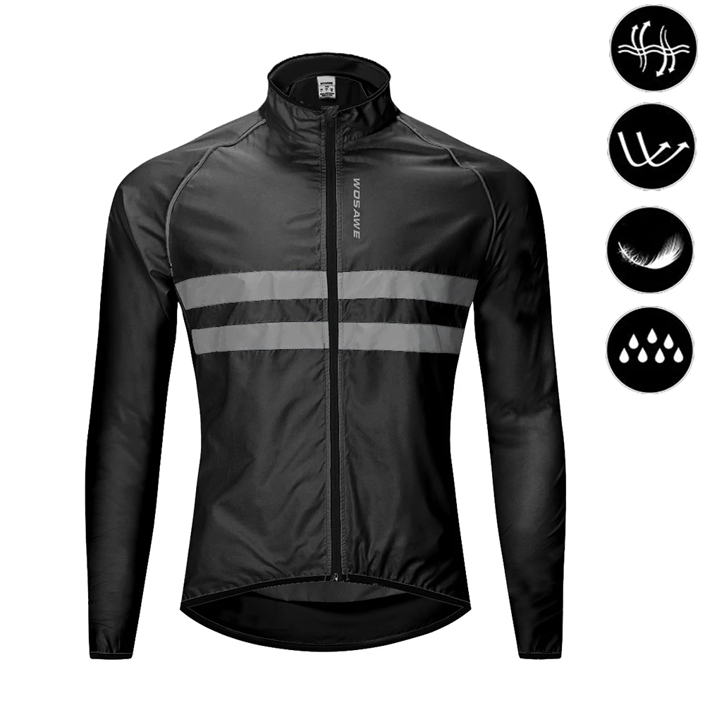 Męska wiatrówka rowerowa odblaskowa wiatroszczelna WOSAWE Bl215 b windbreaker