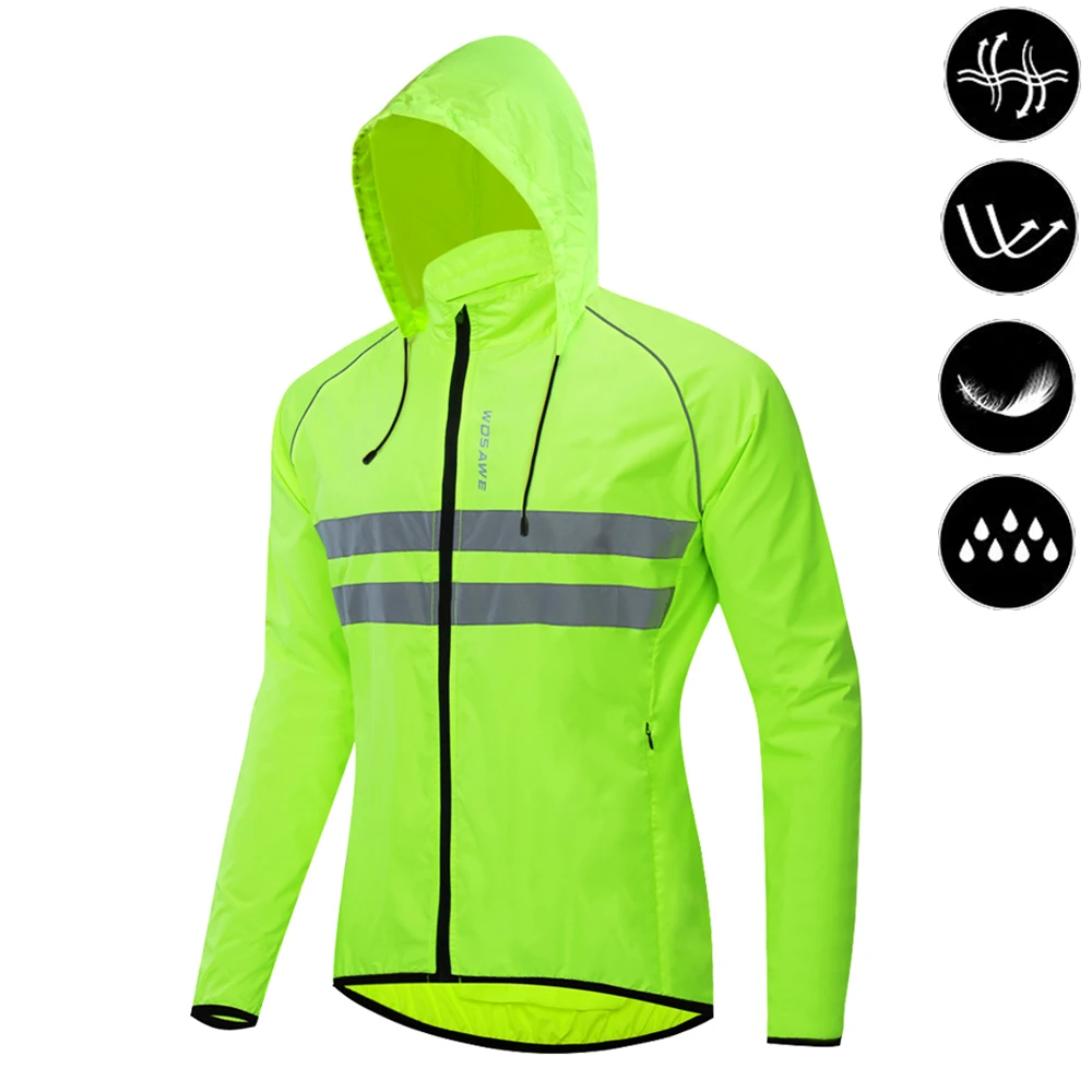 Męska wiatrówka rowerowa odblaskowa wiatroszczelna WOSAWE Bl225 g hooded