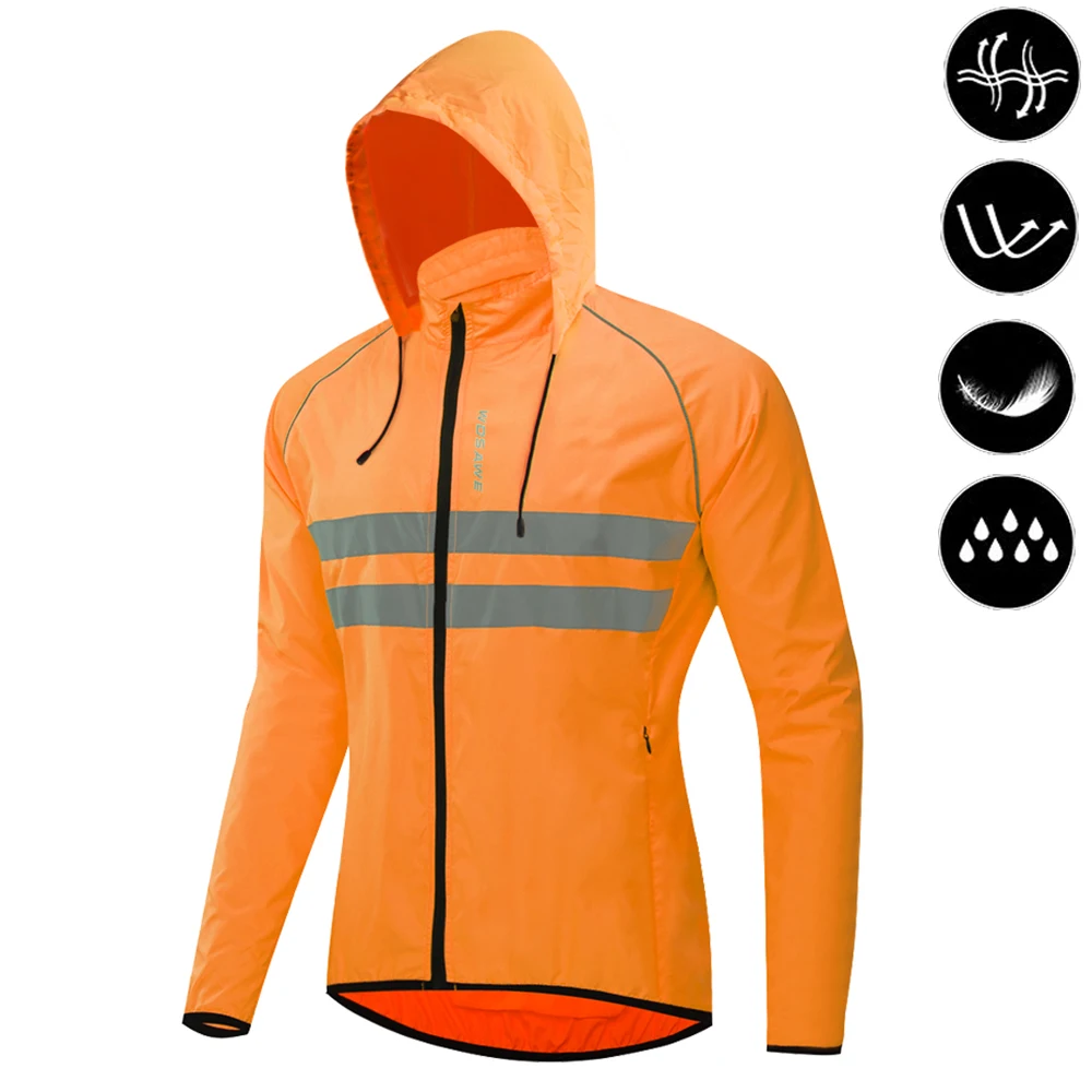 Męska wiatrówka rowerowa odblaskowa wiatroszczelna WOSAWE Bl225 o hooded