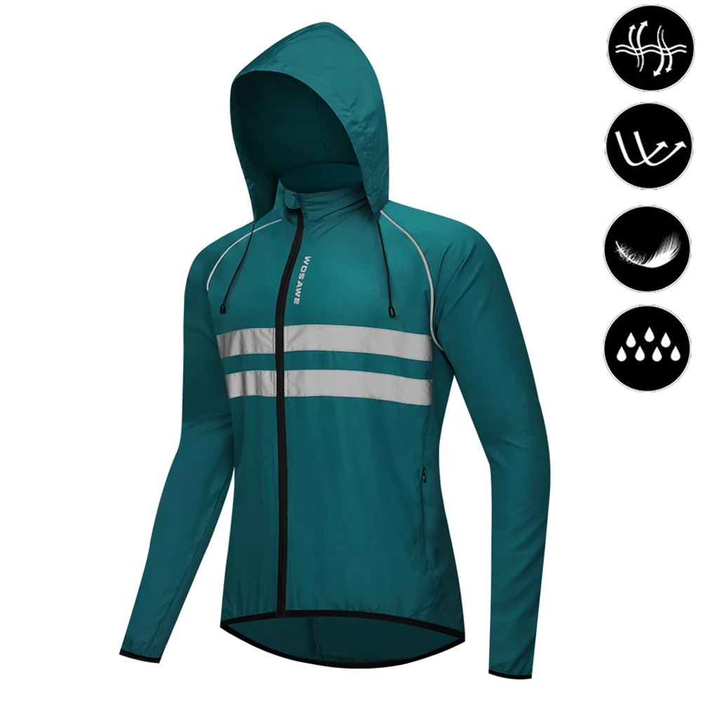 Męska wiatrówka rowerowa odblaskowa wiatroszczelna WOSAWE Bl225 q hooded