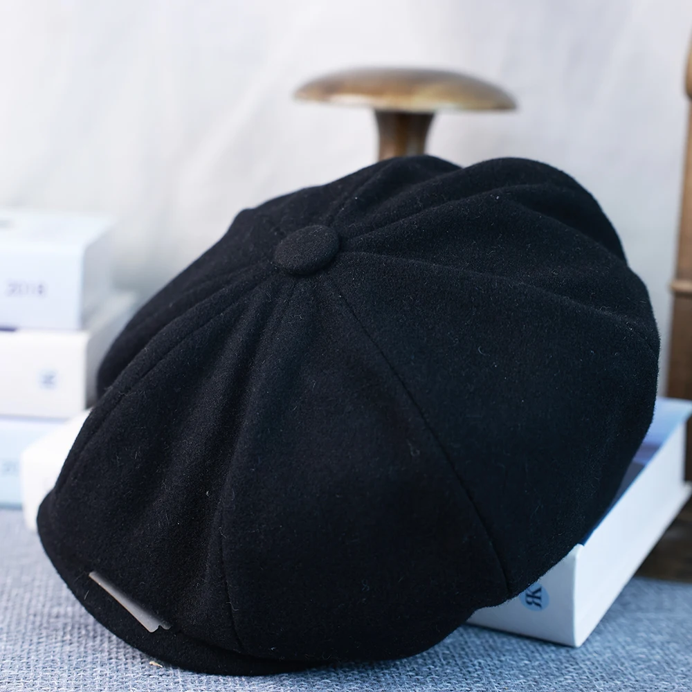 Męski beret newsboy w stylu retro Gatsby Czarny