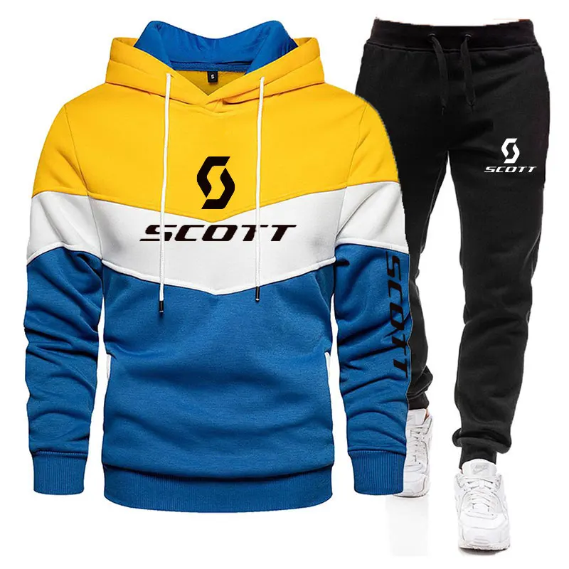 Męski dres - bluza z kapturem i spodnie żółto czarny