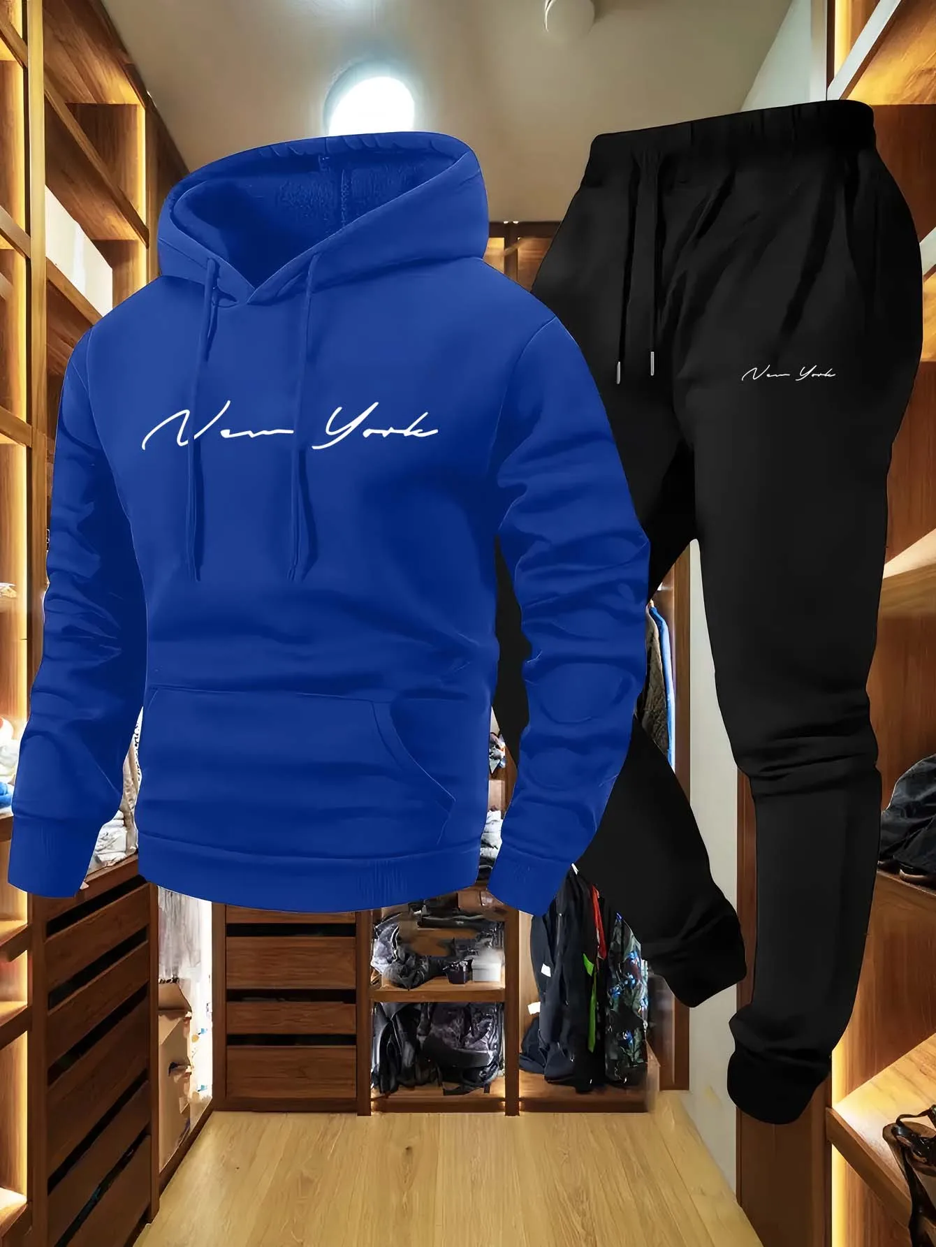 Męski dres - bluza z kapturem i spodnie Blueblackna