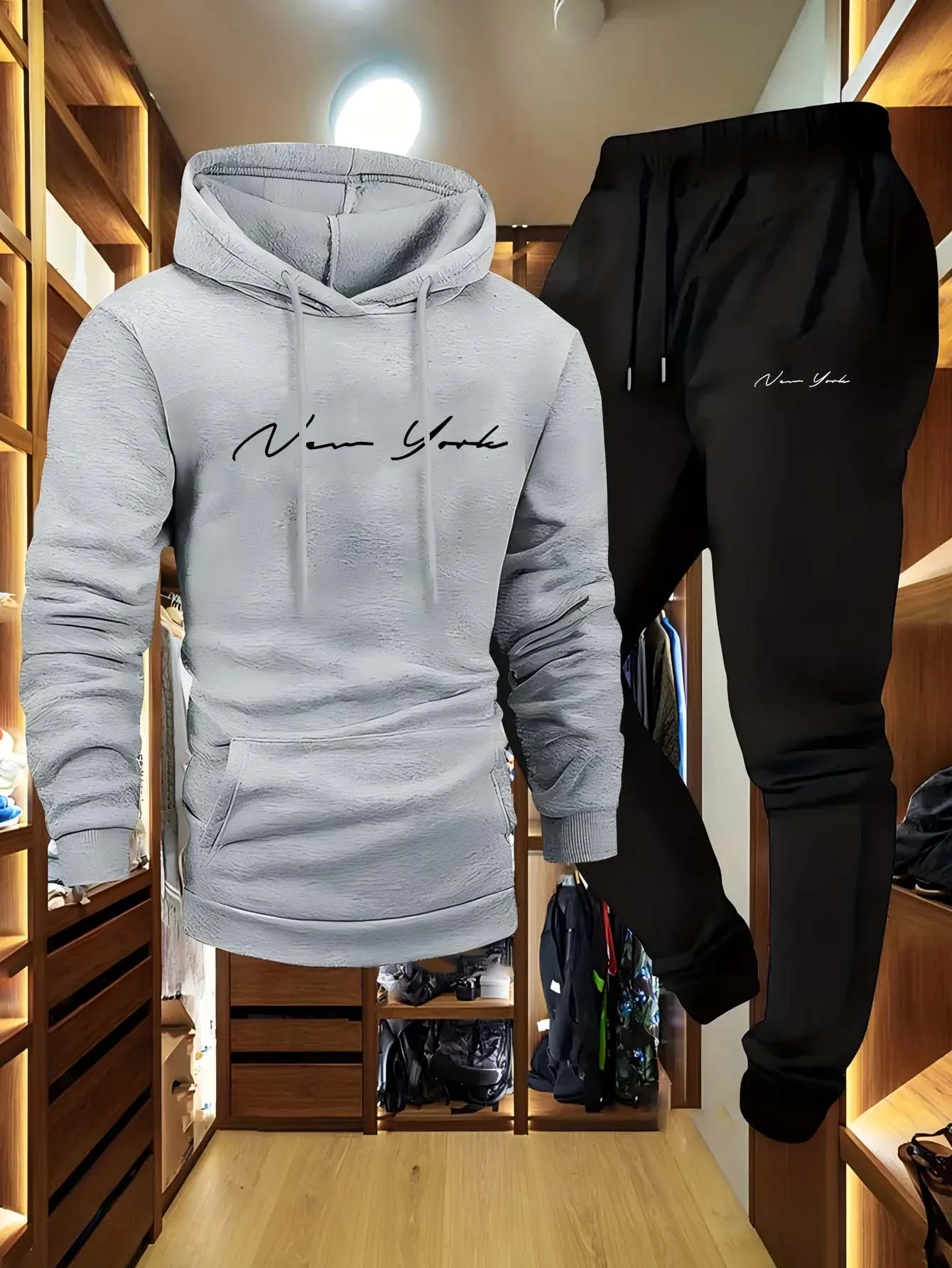 Męski dres - bluza z kapturem i spodnie Lightblackna
