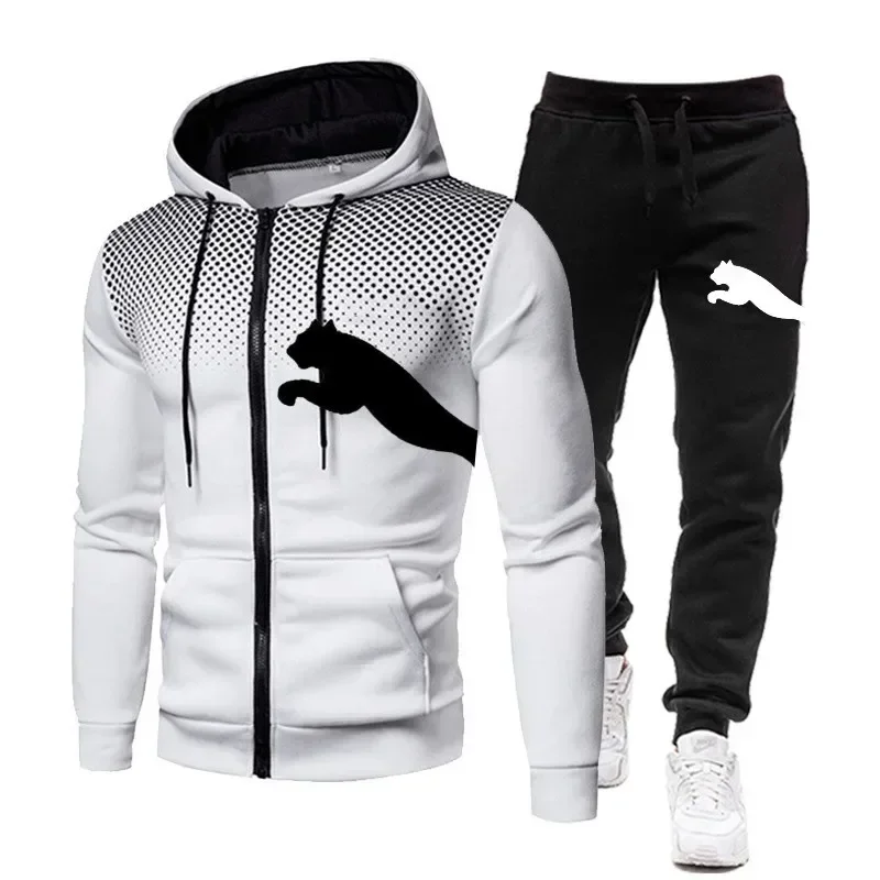 Męski dres - komplet bluza z kapturem i spodnie na jesień Picture color 1