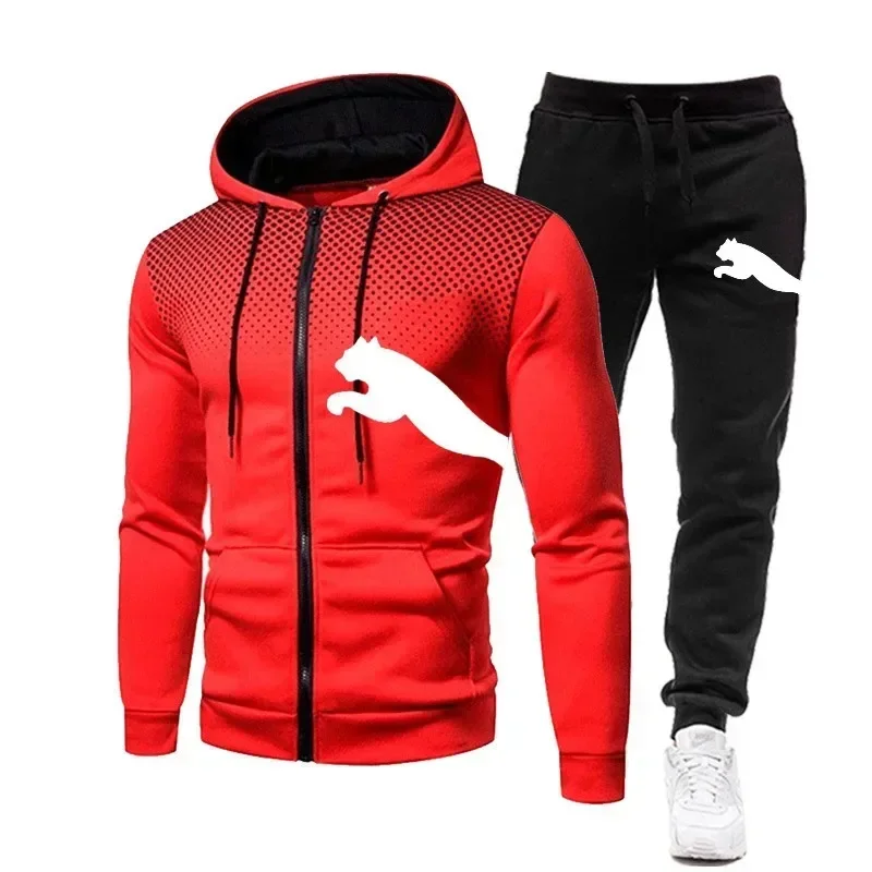 Męski dres - komplet bluza z kapturem i spodnie na jesień Picture color 2