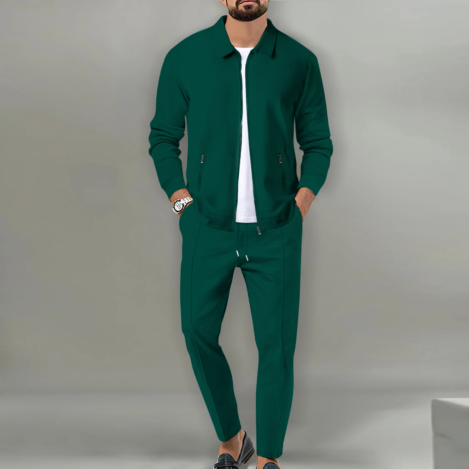 Męski dres dwuczęściowy bluza i spodnie Zielony