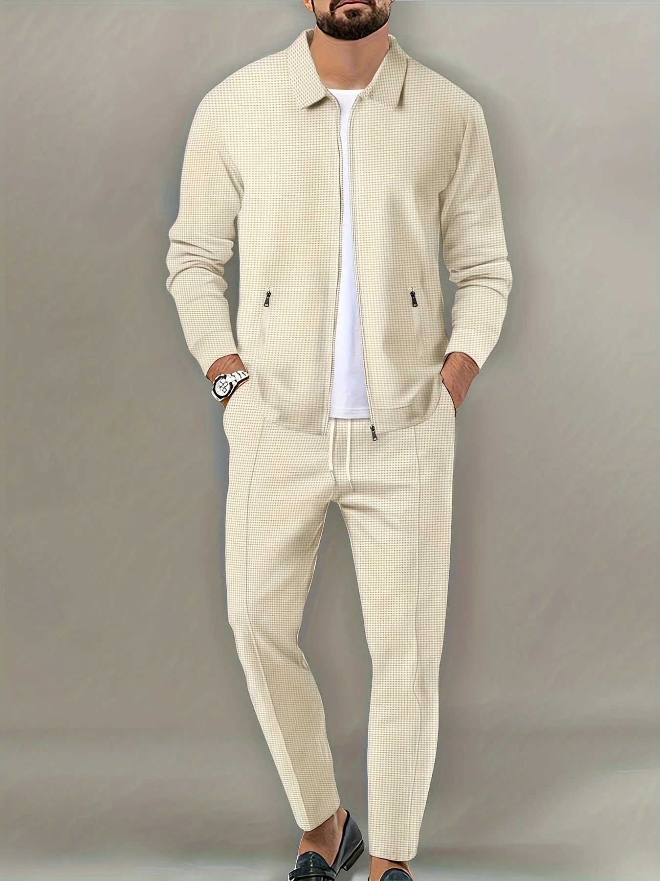 Męski dres dwuczęściowy bluza i spodnie Khaki