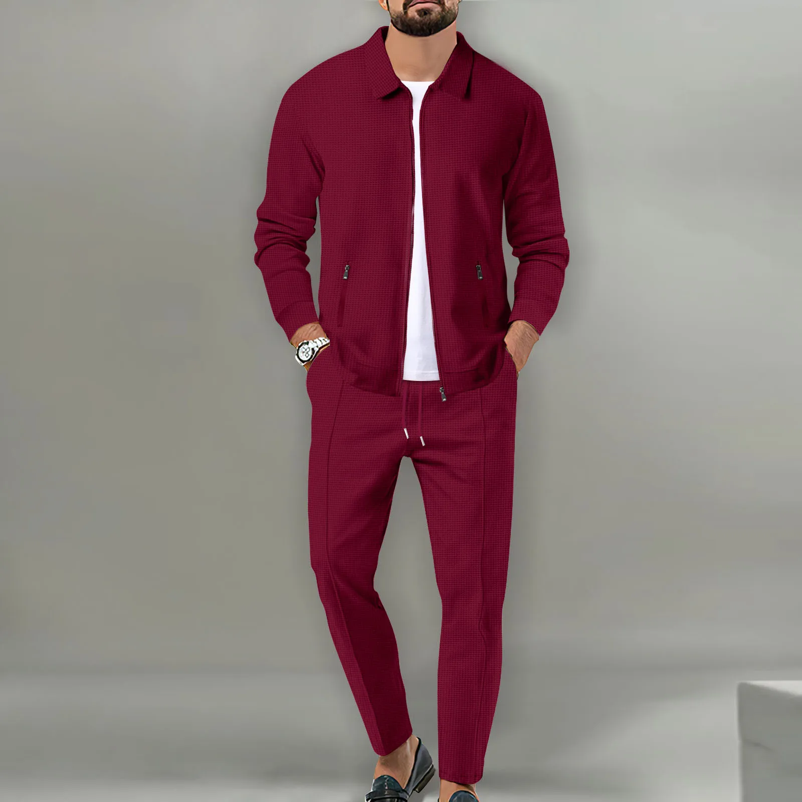 Męski dres dwuczęściowy bluza i spodnie Czerwony