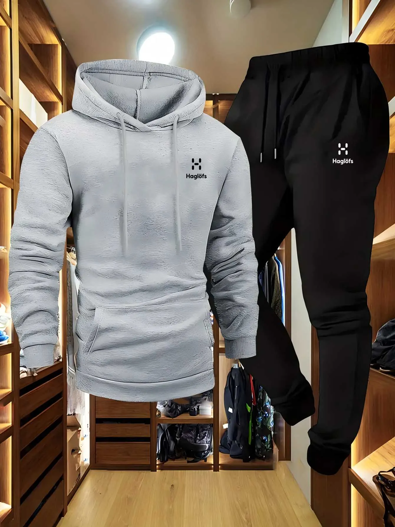 Męski dres dwuczęściowy z kapturem - bluza i spodnie Ciemnoczarny6