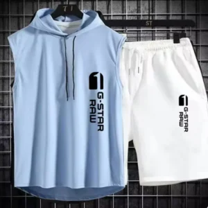 Męski dres letni - komplet koszulka i spodenki Niebieski