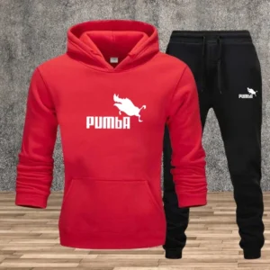 Męski dres z retro nadrukiem - bluza z kapturem i spodnie Redblackzhubb