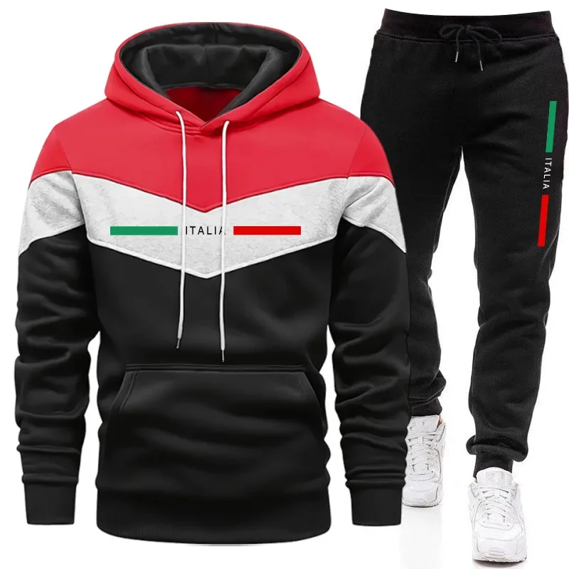 Męski dres sportowy z nadrukiem - bluza z kapturem i spodnie Redset